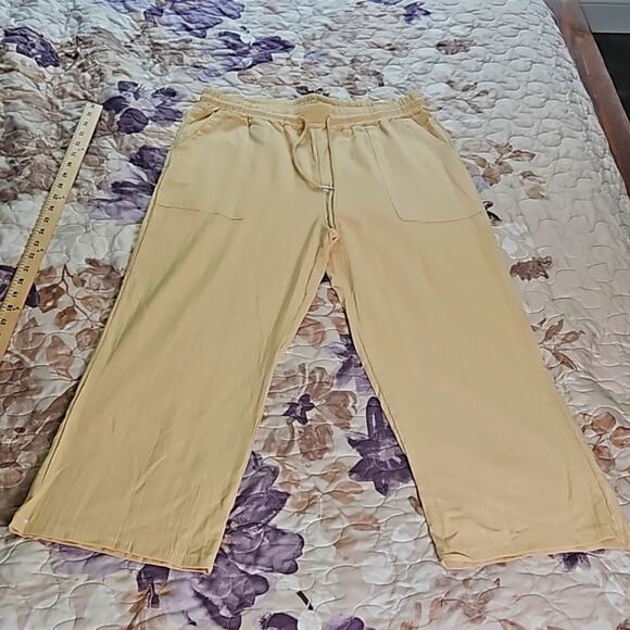 NWOT Cotton Linen Lightweight Wide Leg Cropped Pants Sz Medium Deep Pockets - Picture 3 of 7